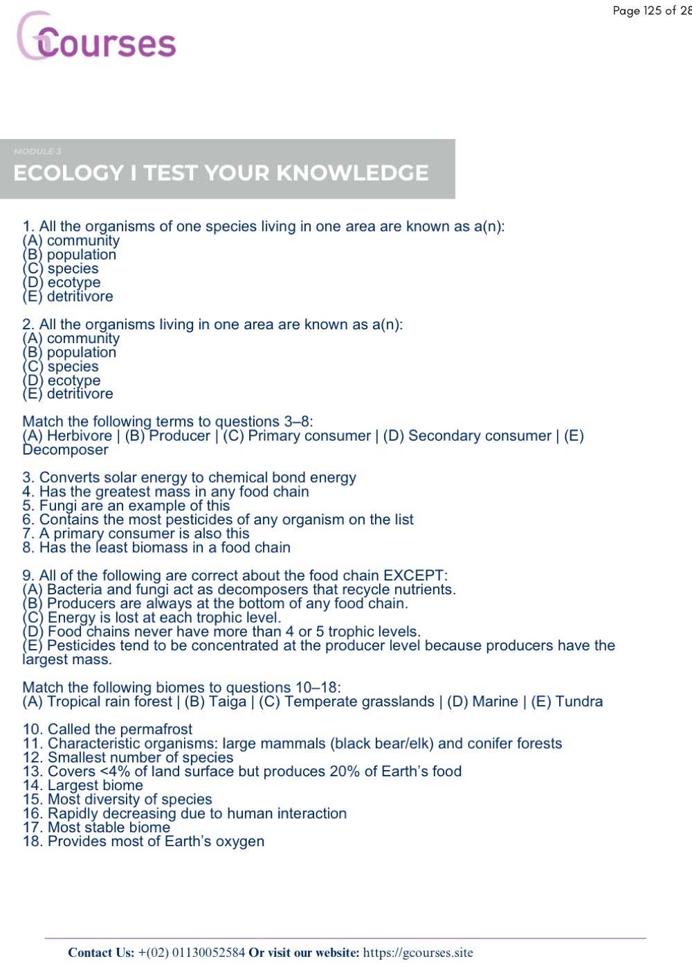 Ecology Test